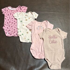 Set of Baby Onesies in Pink and White